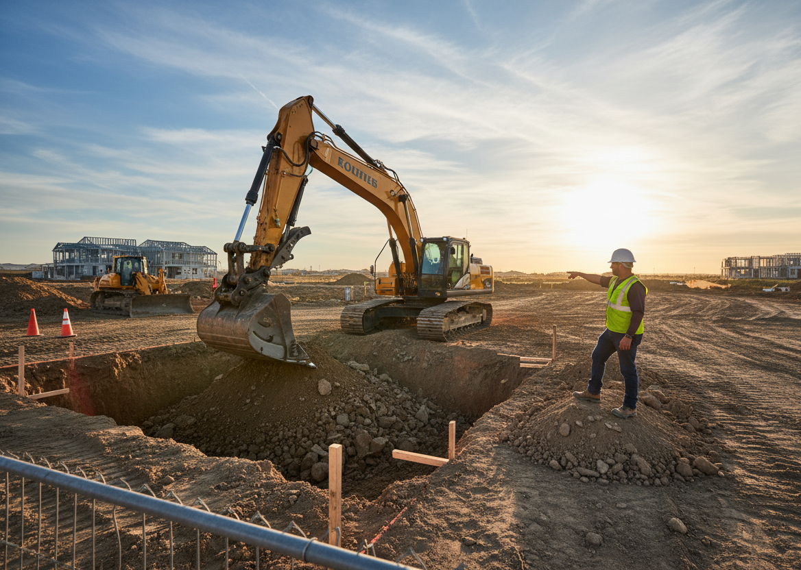 Professional excavation service with heavy machinery
